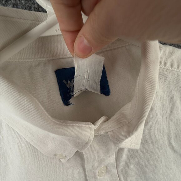 VTG Wrangler Short Sleeve Men Button Up Shirt Adult Western White Woven Solid L - Picture 9 of 13